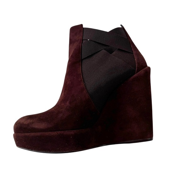 Stuart Weitzman Suede Hiyola Wedge Booties Ankle Boots Brown size 8 - Picture 5 of 11